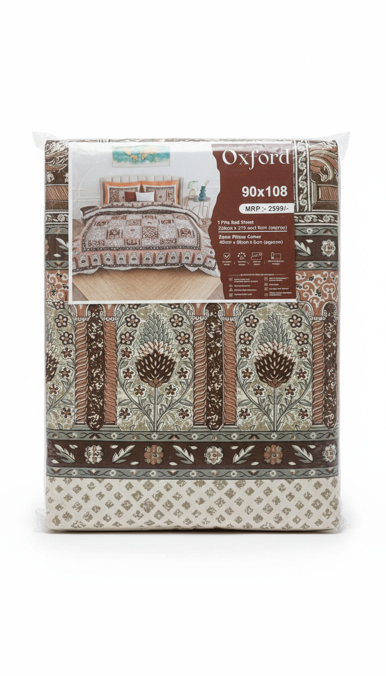 Oxford Pure Cotton Bedcover Set Checkered